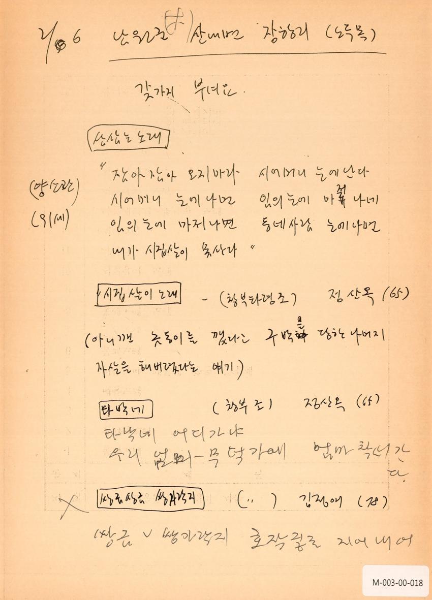 1992년 2월 6일 한국민요대전 라디오 원고 이미지